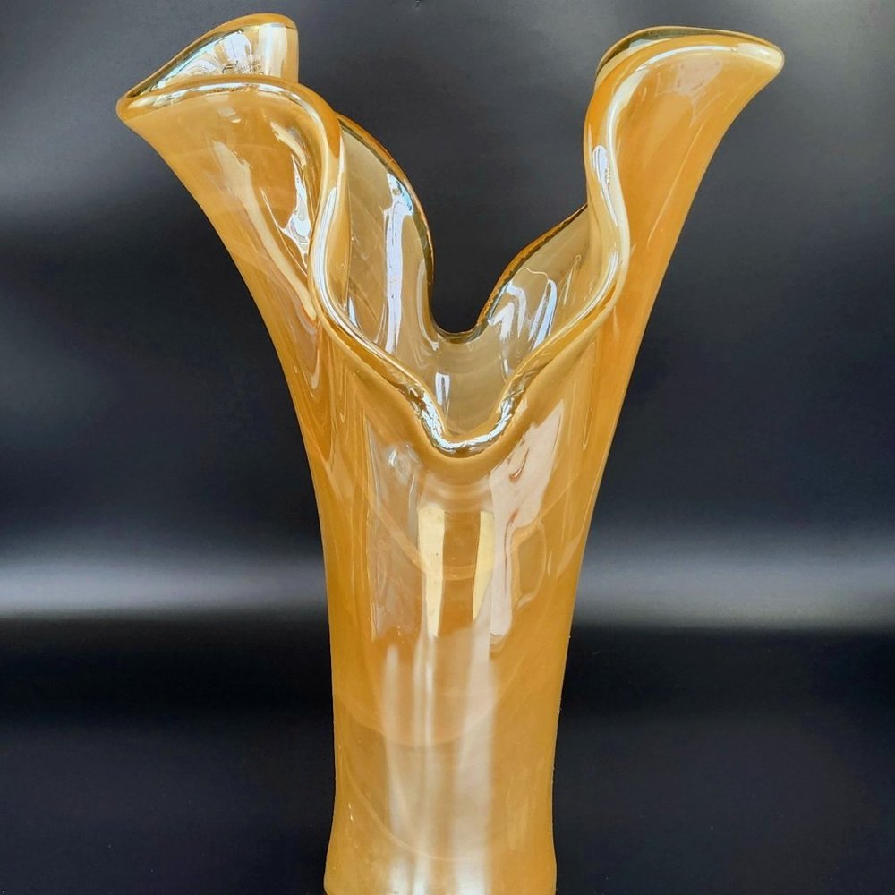 Mid-Century Murano Large Vase - Apricot Color - Made in Italy - 15" Tall